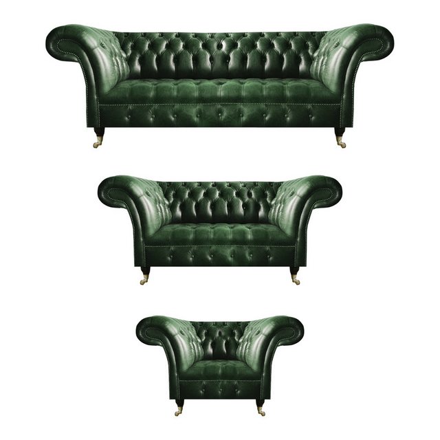 JVmoebel Chesterfield-Sofa Grün Komplett Sofas Couch 3tlg Sofagarnitur Luxu günstig online kaufen