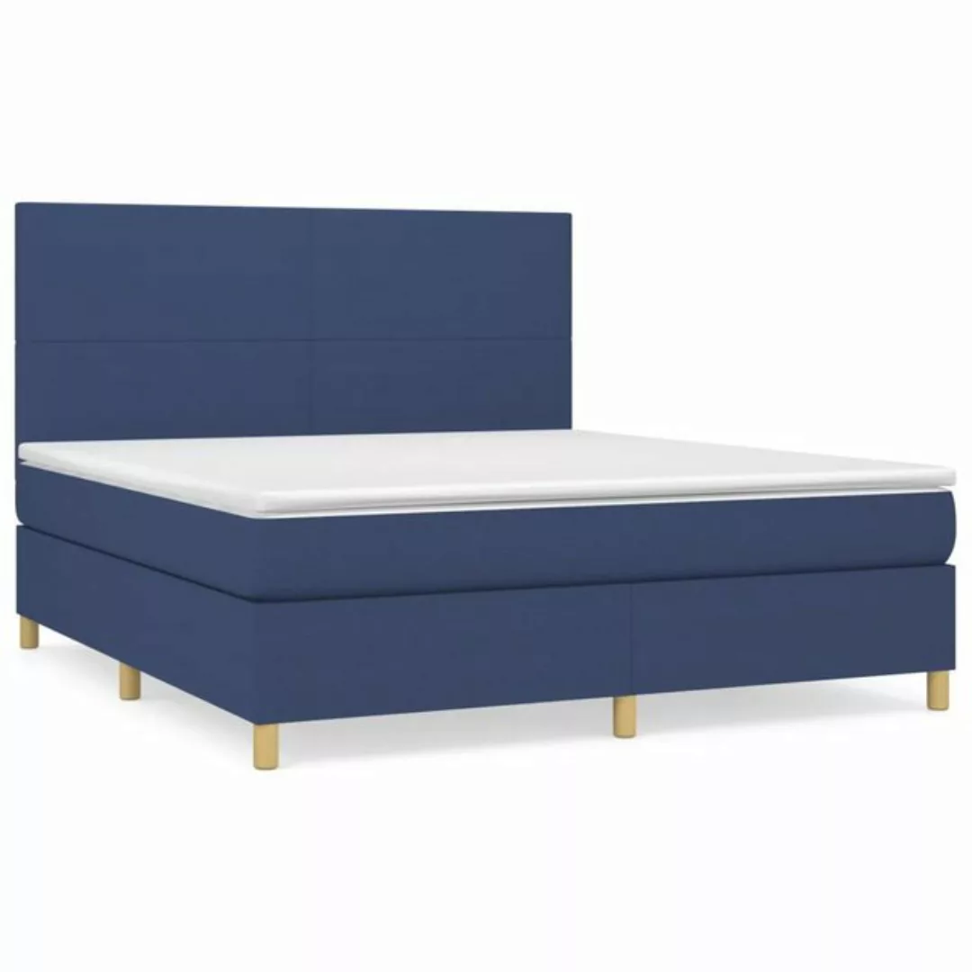 vidaXL Boxspringbett Boxspringbett mit Matratze Blau 160x200 cm Stoff Bett günstig online kaufen