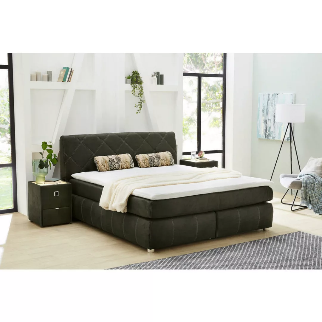 Boxspringbett  grün Microfaser Liegefläche B/L: ca. 180x200 cm günstig online kaufen