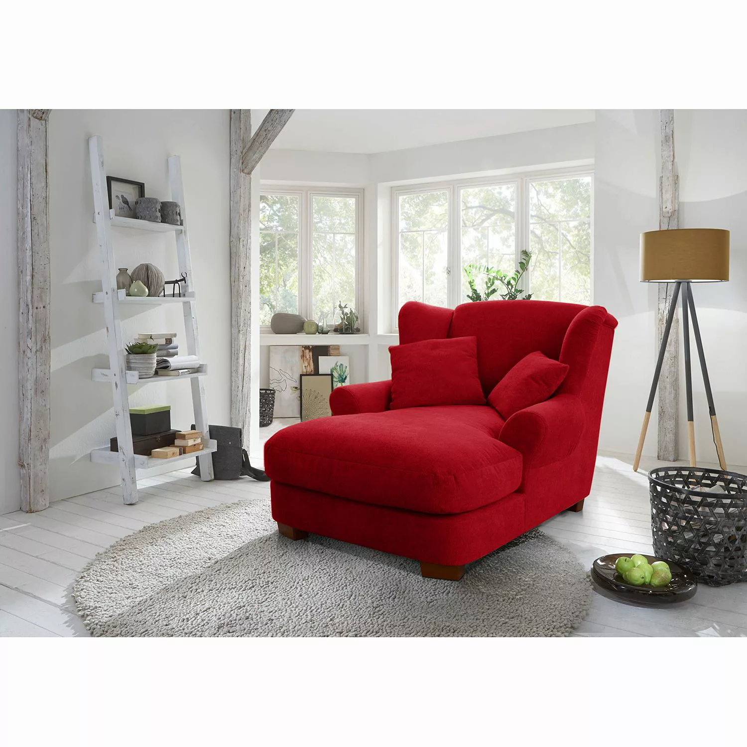 home24 Ridgevalley XXL Sessel Liwan I Rot Strukturstoff 120x99x145 cm (BxHx günstig online kaufen