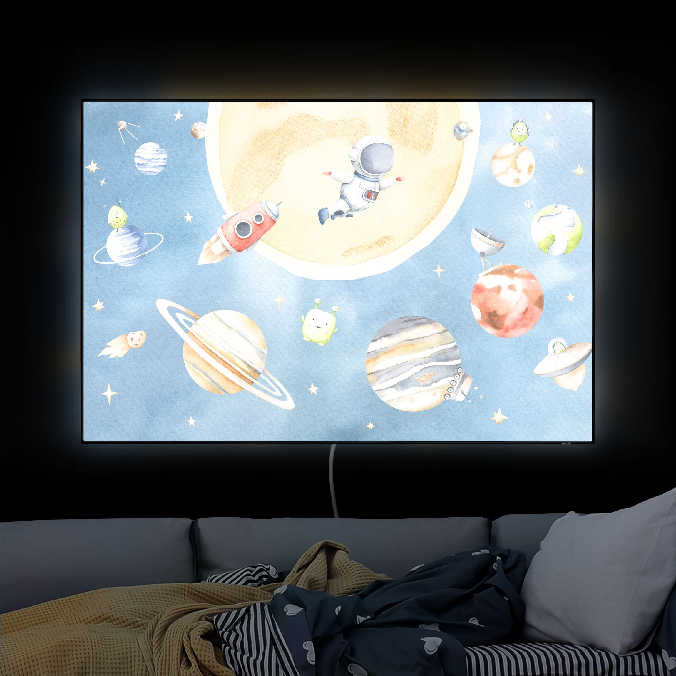 LED-Wechselbild Aquarell Unser Planetensystem günstig online kaufen