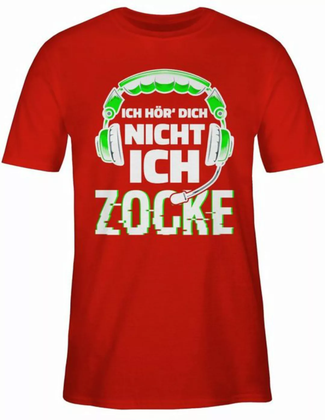 Shirtracer T-Shirt Ich hör dich nicht ich zocke Headset Glitch Weiß Grün Ne günstig online kaufen