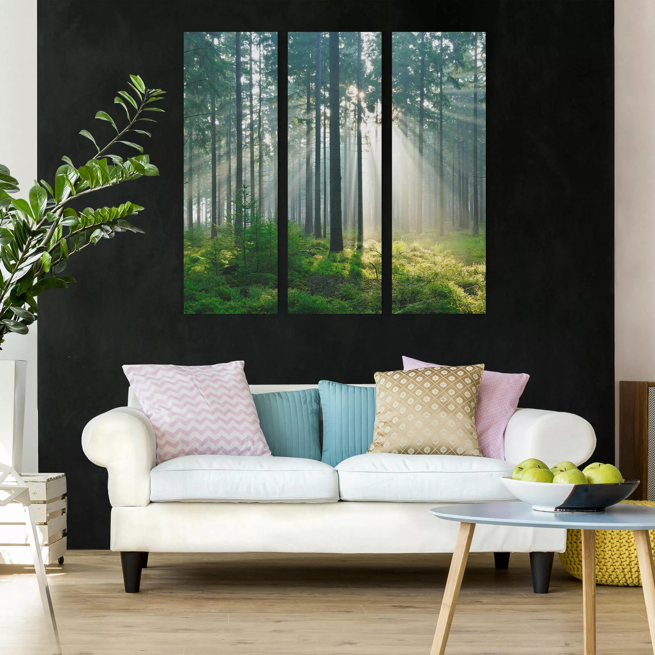 3-teiliges Leinwandbild Wald - Quadrat Enlightened Forest günstig online kaufen