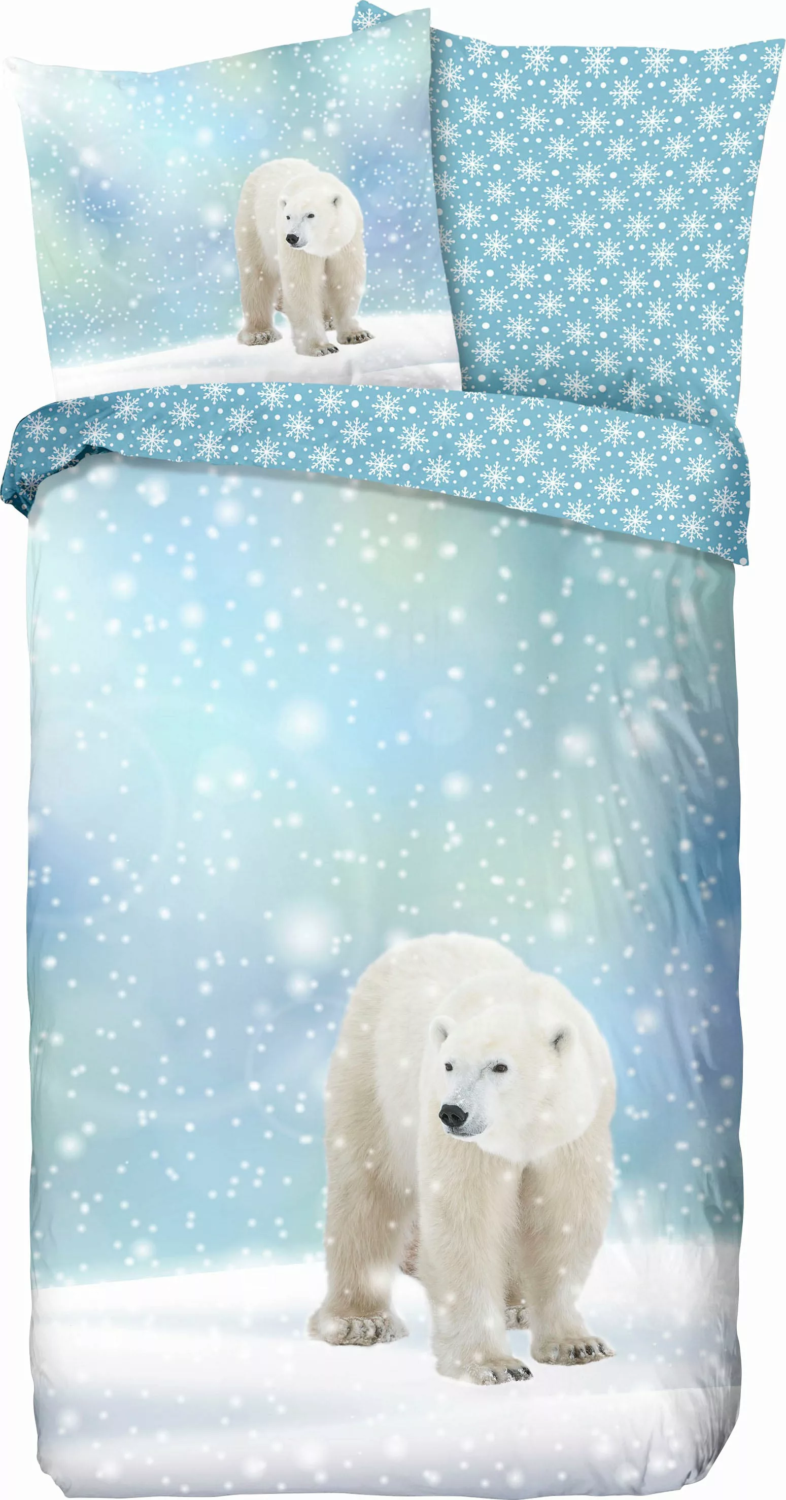 good morning Kinderbettwäsche »Icebear«, Biber, 135x200, Weich, Warm, Reißv günstig online kaufen