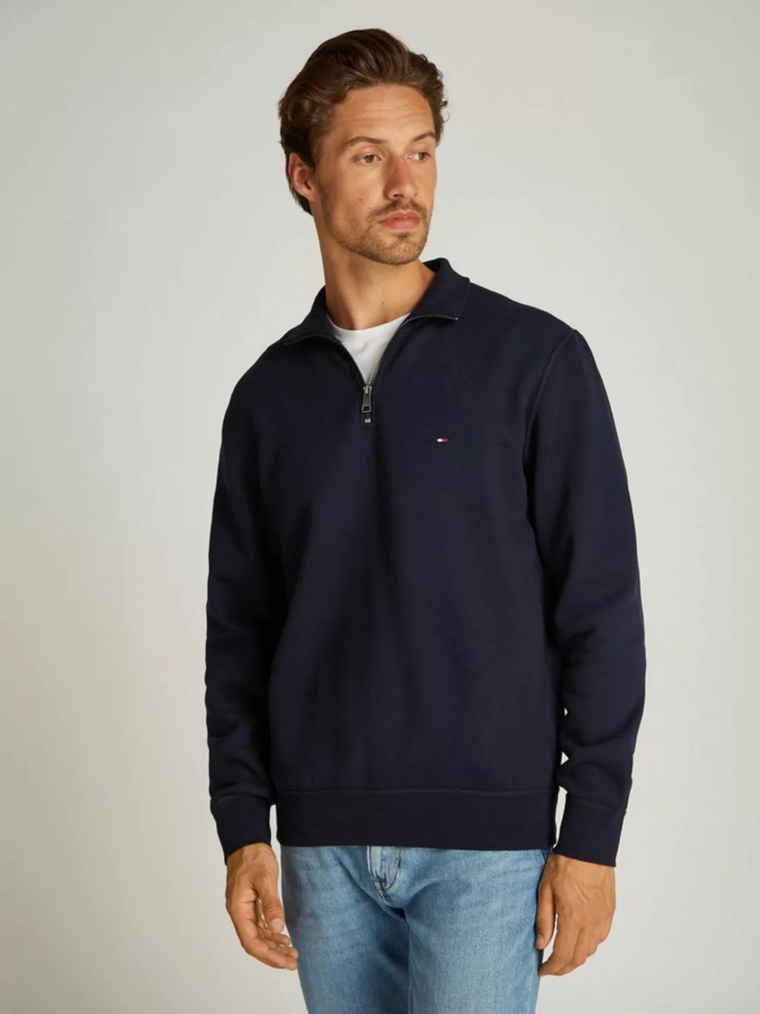 Tommy Hilfiger Sweatshirt ESSENTIAL FLEECE 1/4 ZIP mit Stehkragen günstig online kaufen