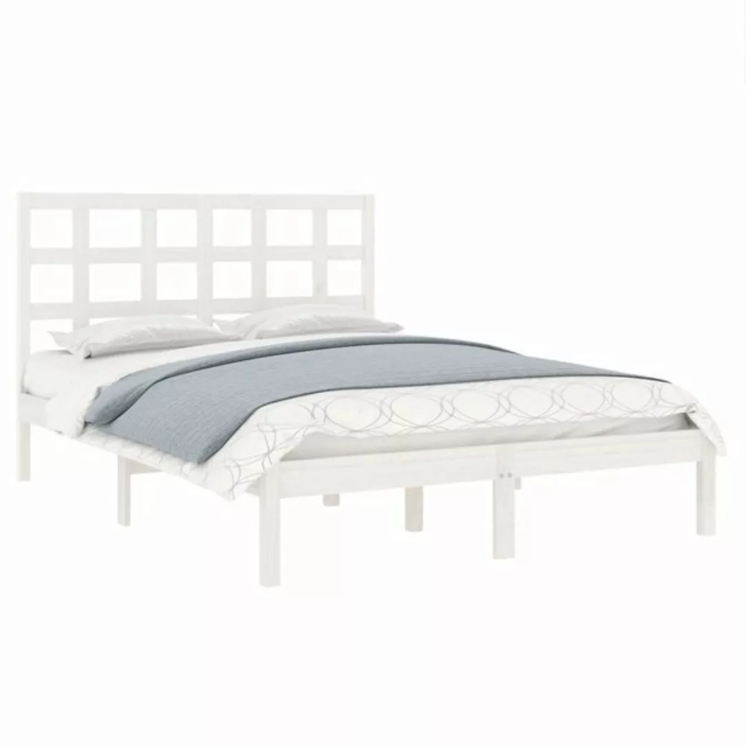 vidaXL Bett Massivholzbett Weiß 135x190 cm günstig online kaufen