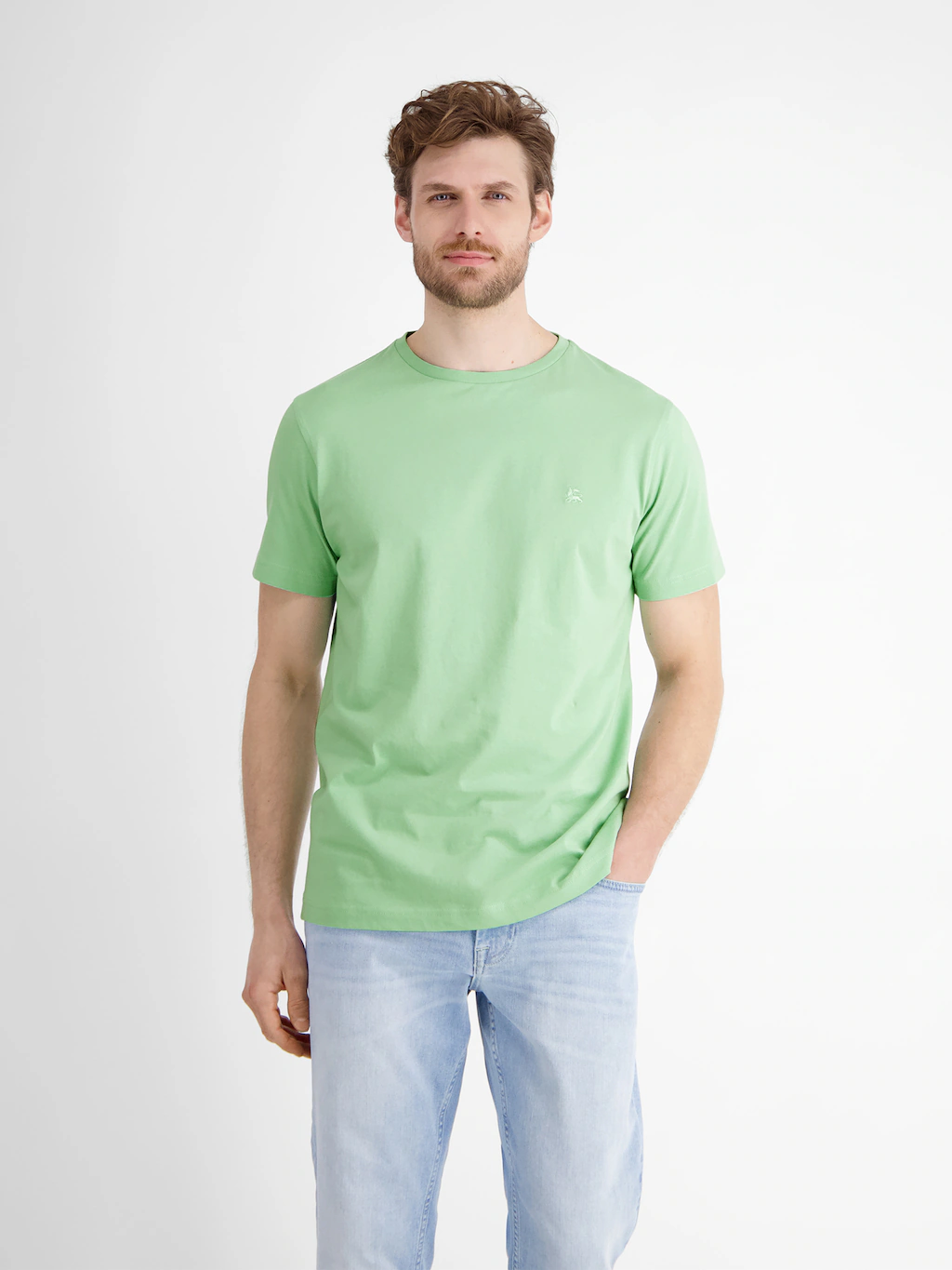 LERROS T-Shirt "LERROS Basic T-Shirt mit Logostitch, unifarben" günstig online kaufen