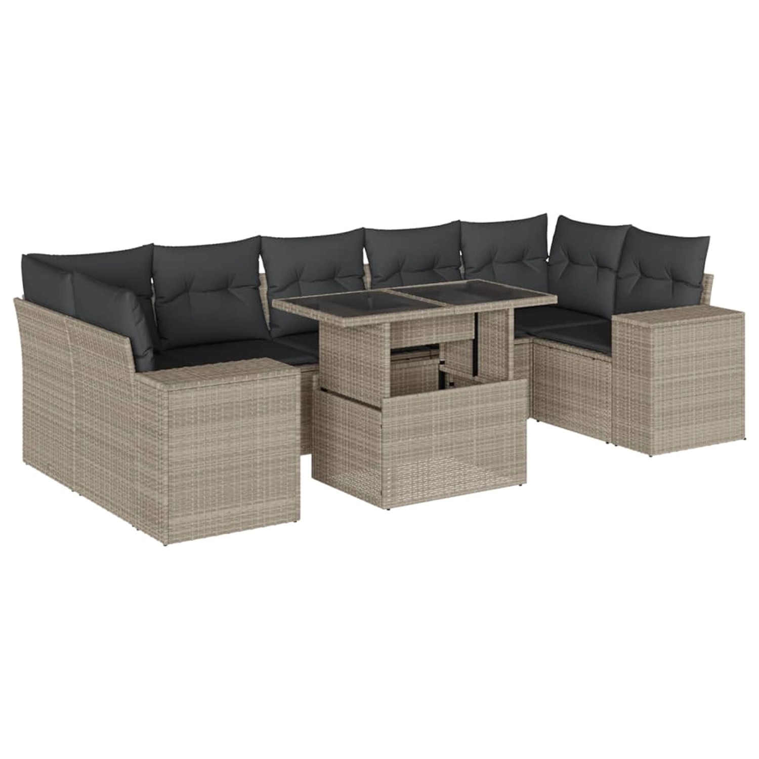 vidaXL 8-Tlg Garten-Sofagarnitur mit Kissen Hellgrau Poly Rattan 3269042 günstig online kaufen