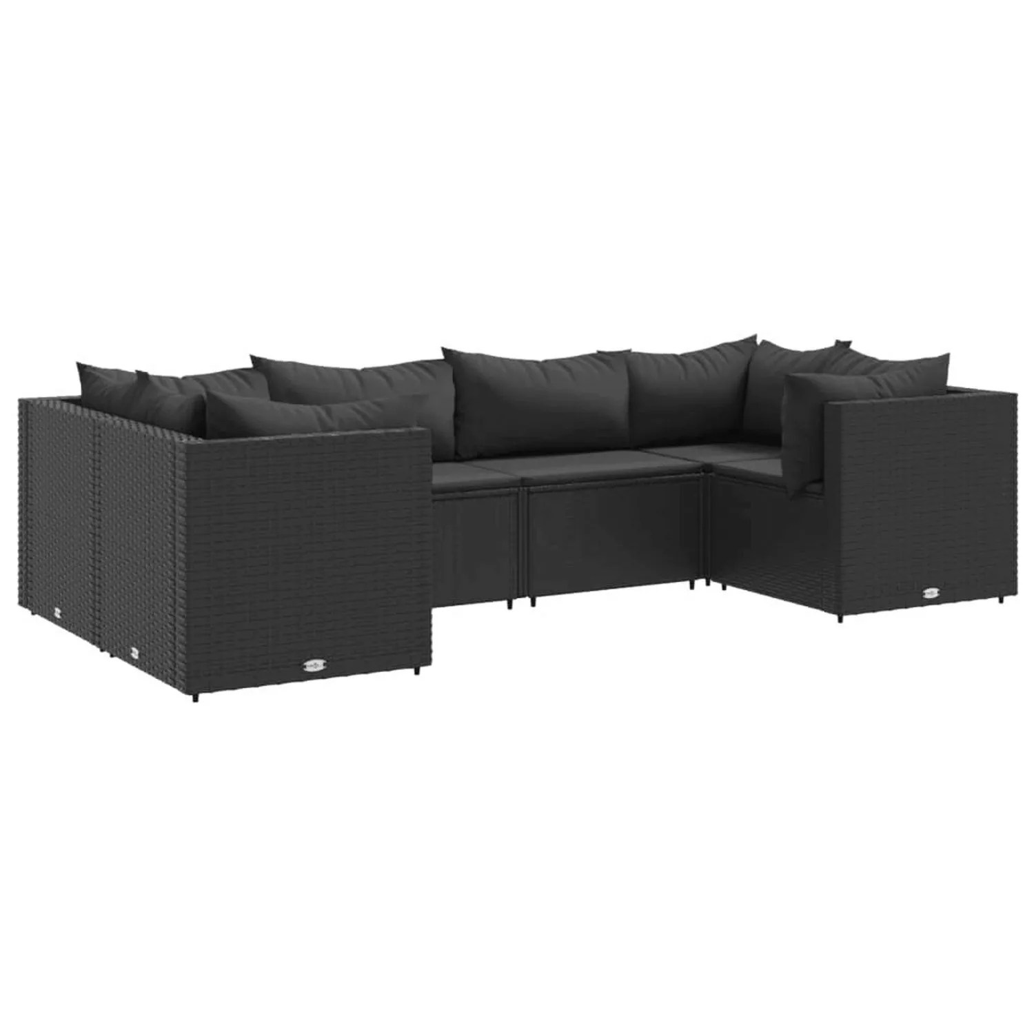 vidaXL 6-tlg Garten-Lounge-Set mit Kissen Schwarz Poly Rattan Modell 21 günstig online kaufen