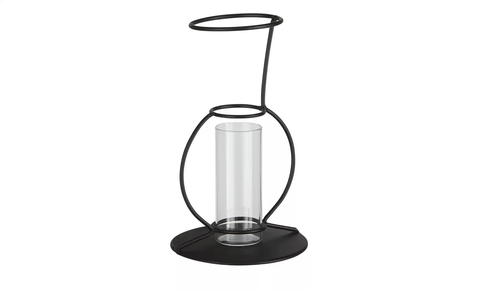 Vase im Metallständer ¦ schwarz ¦ Metall, Glas  ¦ Maße (cm): H: 20,2  Ø: 11 günstig online kaufen