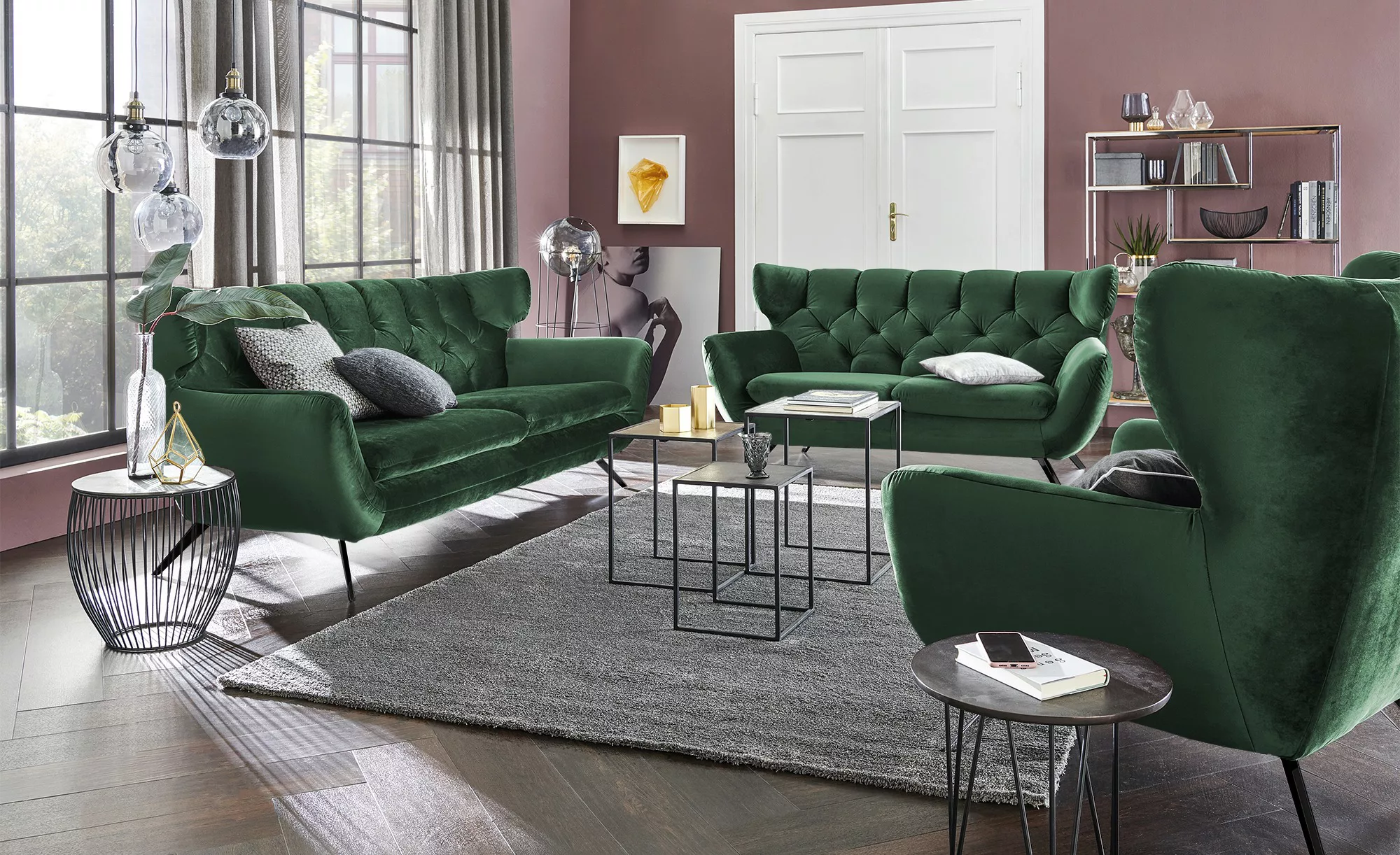 pop Sofa  Caldara ¦ grün ¦ Maße (cm): B: 200 H: 94 T: 95 Polstermöbel > Sof günstig online kaufen