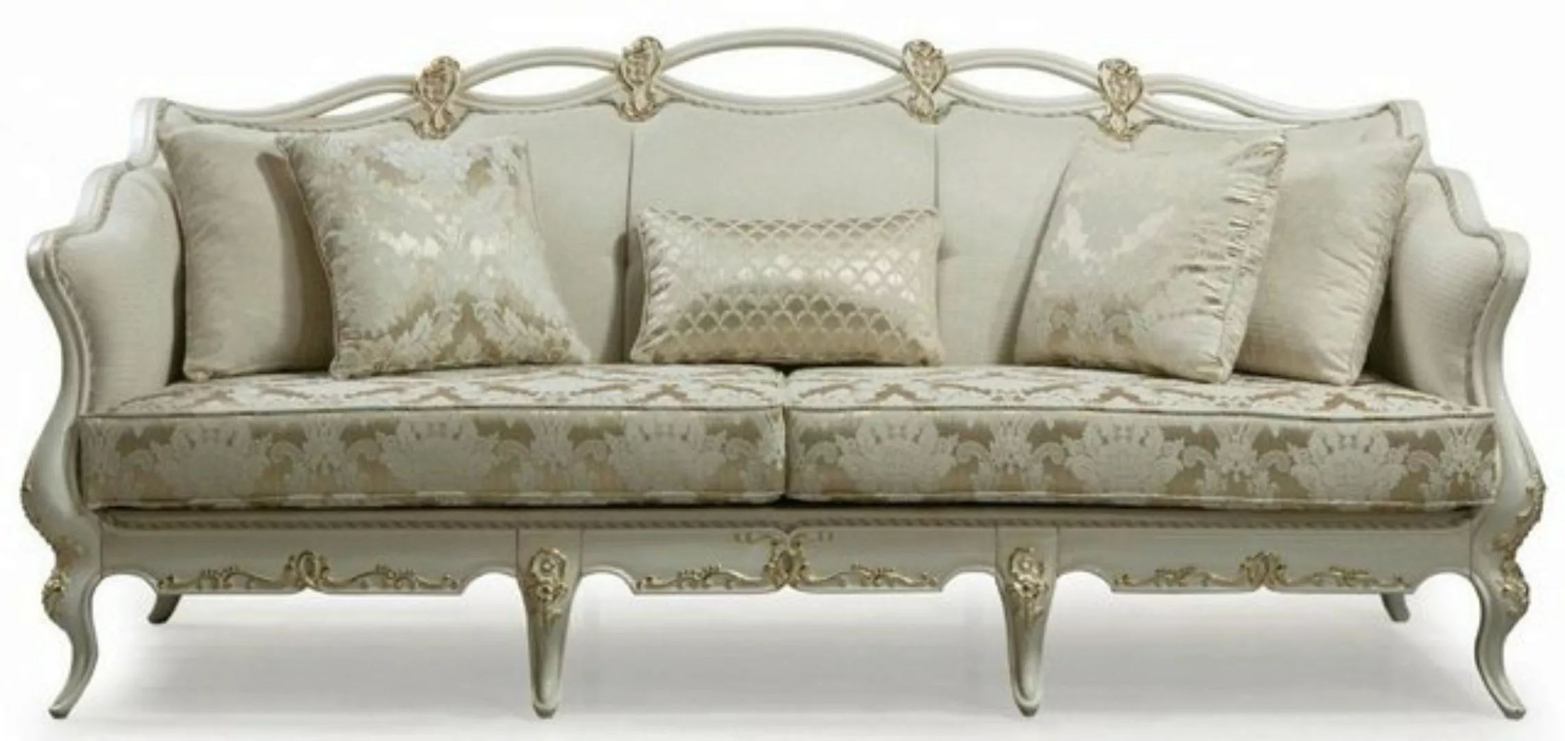 Casa Padrino Sofa Luxus Barock Sofa Cremefarben / Weiß / Gold - Handgeferti günstig online kaufen