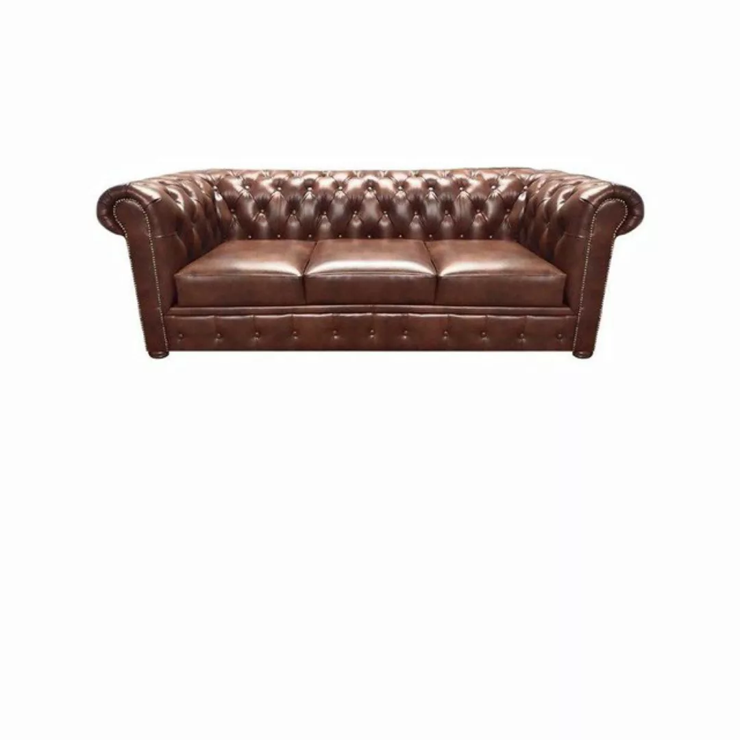 JVmoebel Chesterfield-Sofa Polstermöbel Leder Sofa Dreisitze Braun Sessel S günstig online kaufen