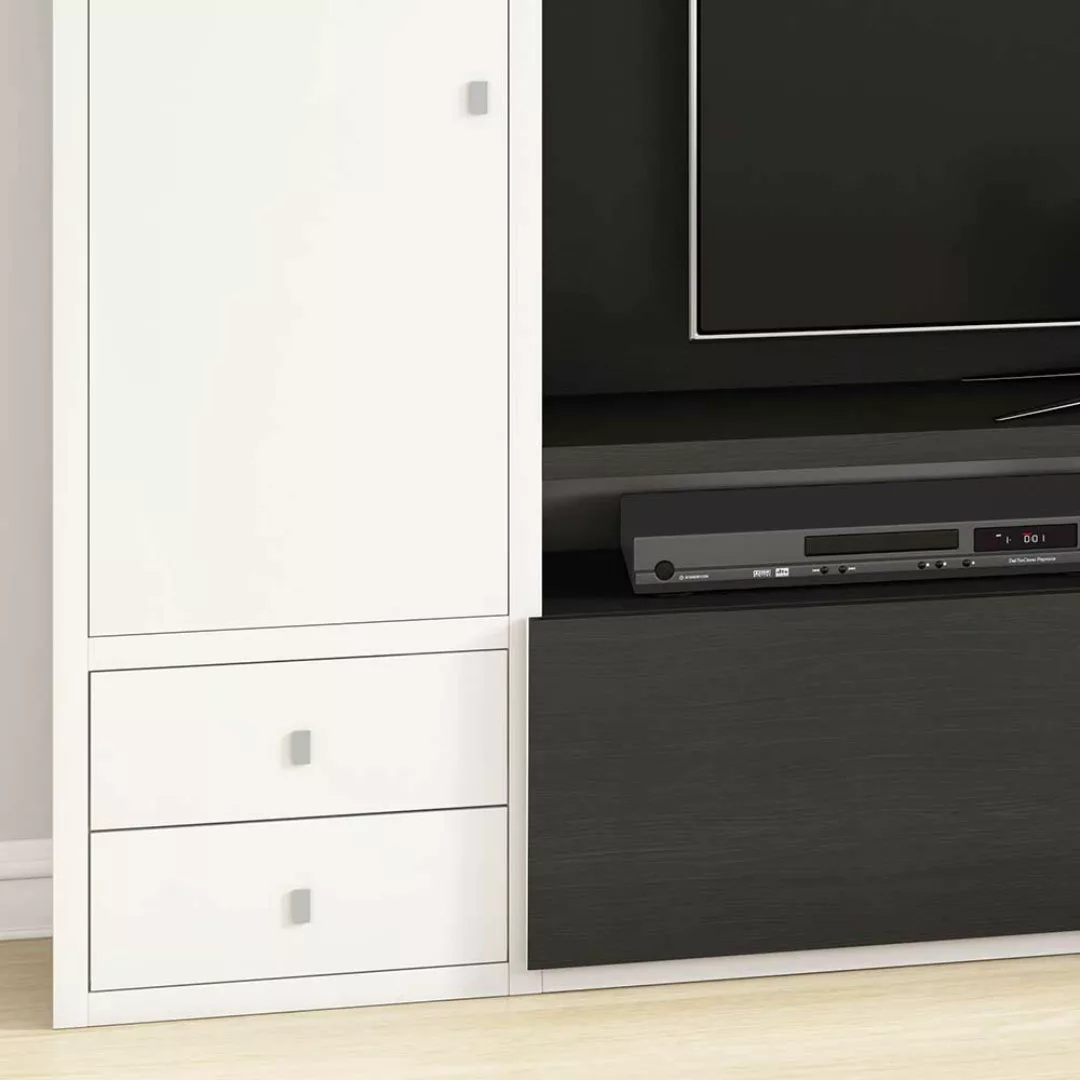 Design TV Regal in Weiß und Eiche Schwarz Braun modern günstig online kaufen