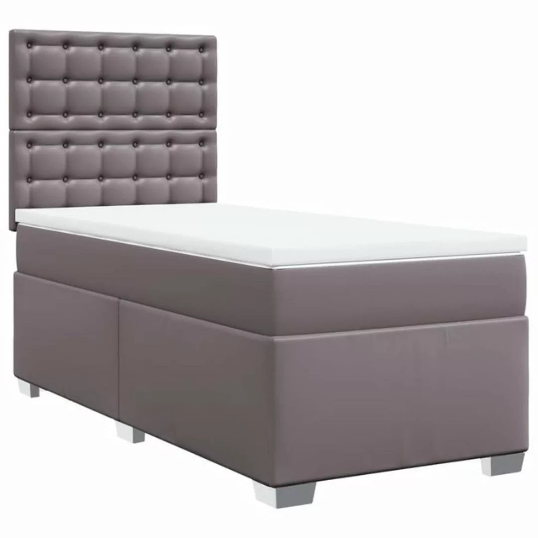 vidaXL Bett Boxspringbett mit Matratze Grau 80x200 cm Kunstleder günstig online kaufen