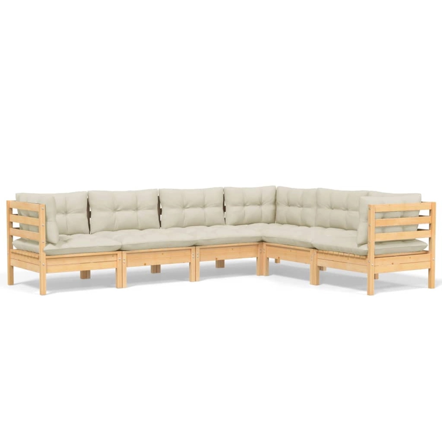 vidaXL 6-tlg Garten-Lounge-Set mit Creme Kissen Massivholz Kiefer Modell 7 günstig online kaufen