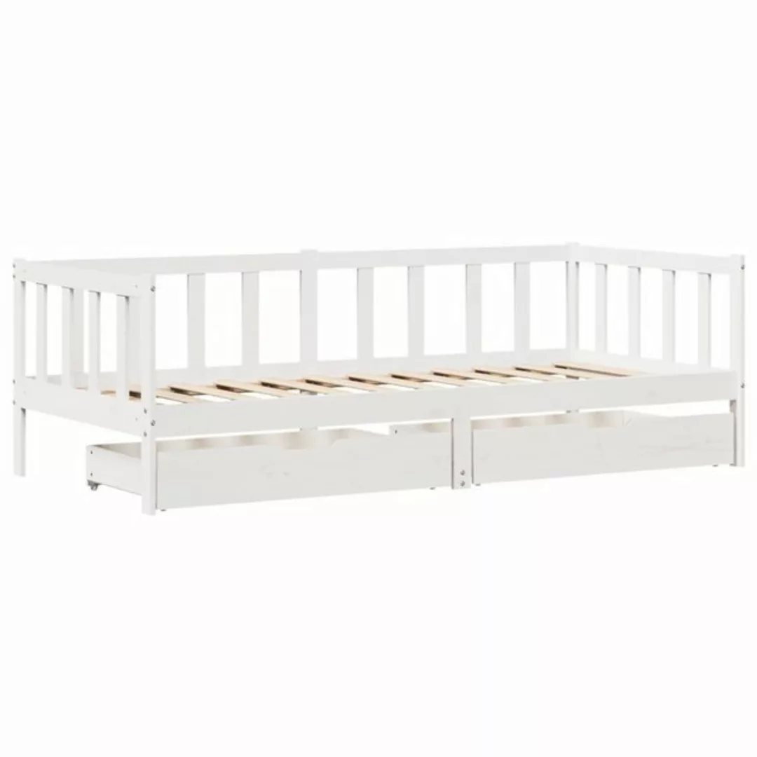 vidaXL Bett Tagesbett mit Schubladen Weiß 90x190 cm Kiefernholz günstig online kaufen