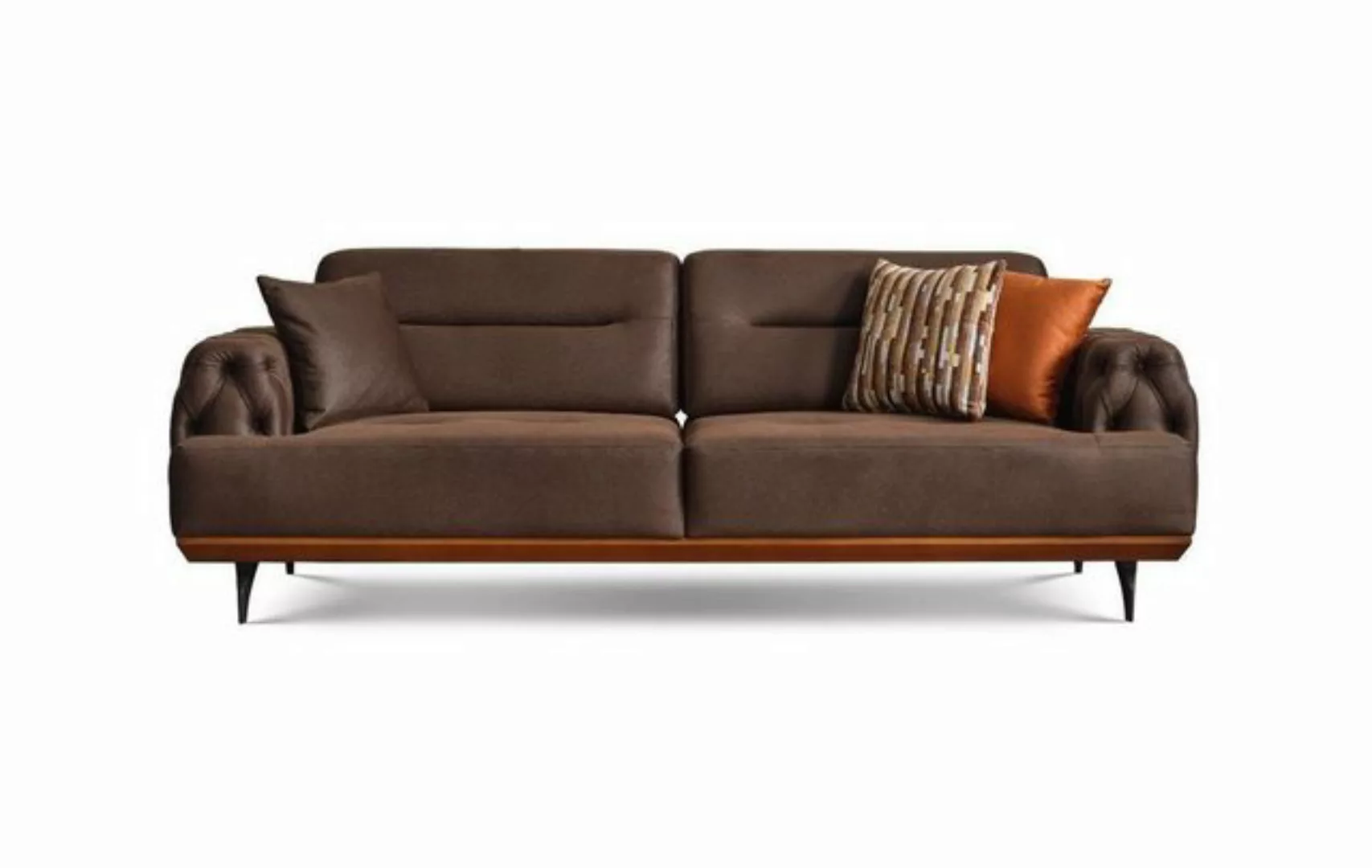 JVmoebel Sofa Polstersofa Dreisitzer Sofa 3 Sitz Couch Braun Stoffsofa Stof günstig online kaufen