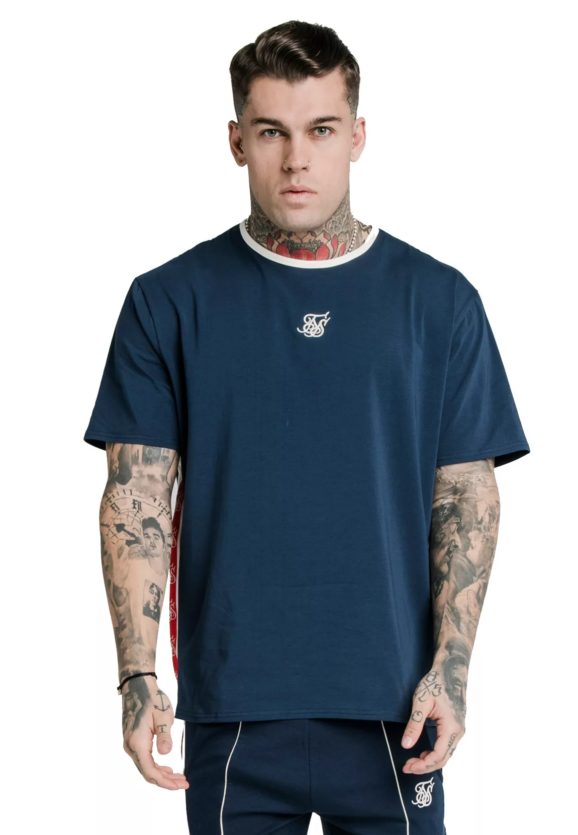 SikSilk T-Shirt Herren S/S ESSENTIAL RETRO TAPE TEE SS-17036 Navy günstig online kaufen