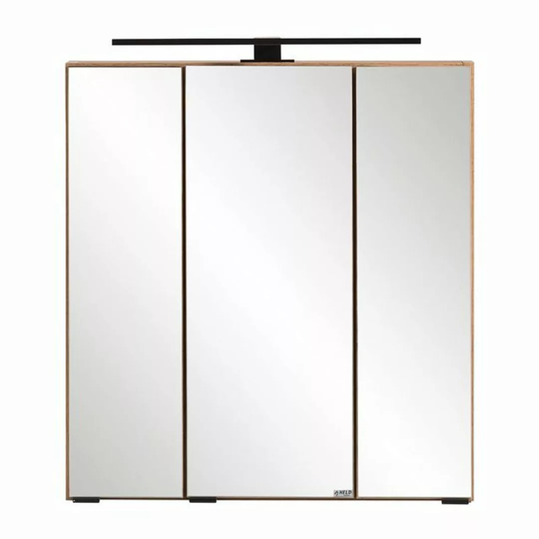 Spiegelschrank 60 cm mit LED-Aufbauleuchte in Wotan Eiche Nb. MARLING-03, B günstig online kaufen