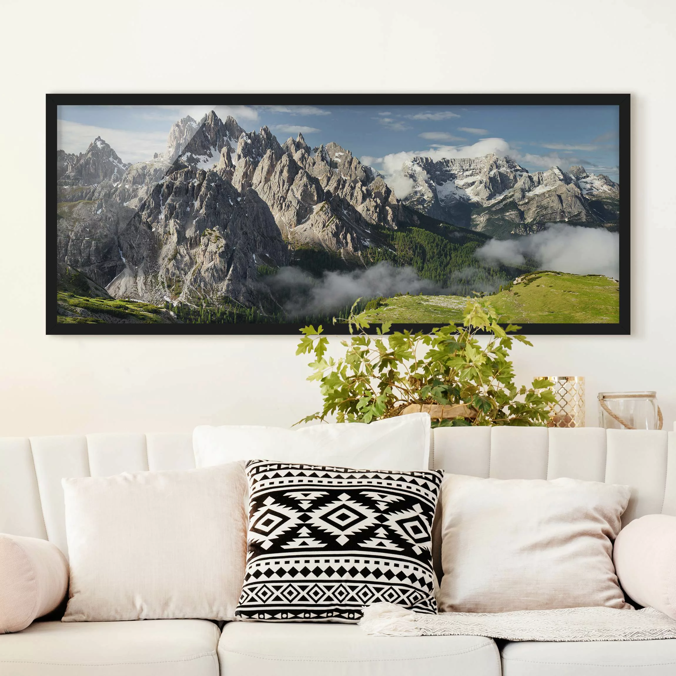 Bild mit Rahmen Natur & Landschaft - Panorama Cadini di Misurina in Italien günstig online kaufen