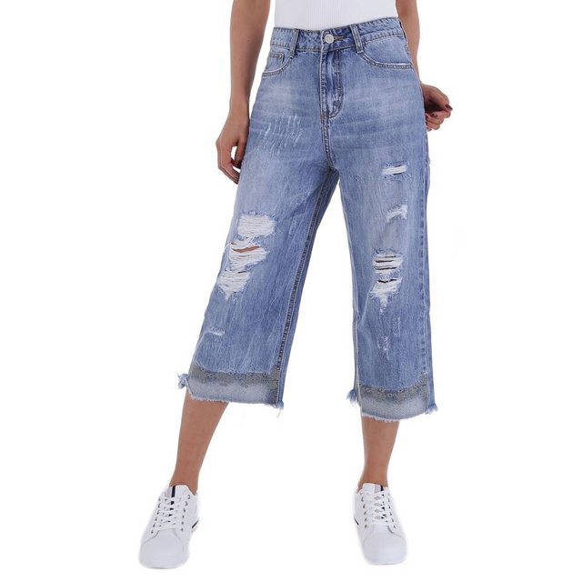 Ital-Design Bootcut-Jeans Damen Elegant Destroyed-Look Bootcut Jeans in Bla günstig online kaufen