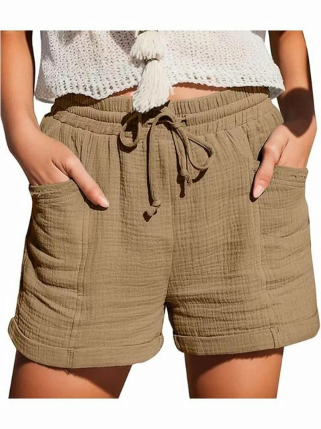 KIKI Strandshorts Shorts Damen Sommer Beach Shorts Sport Shorts mit Kordelz günstig online kaufen