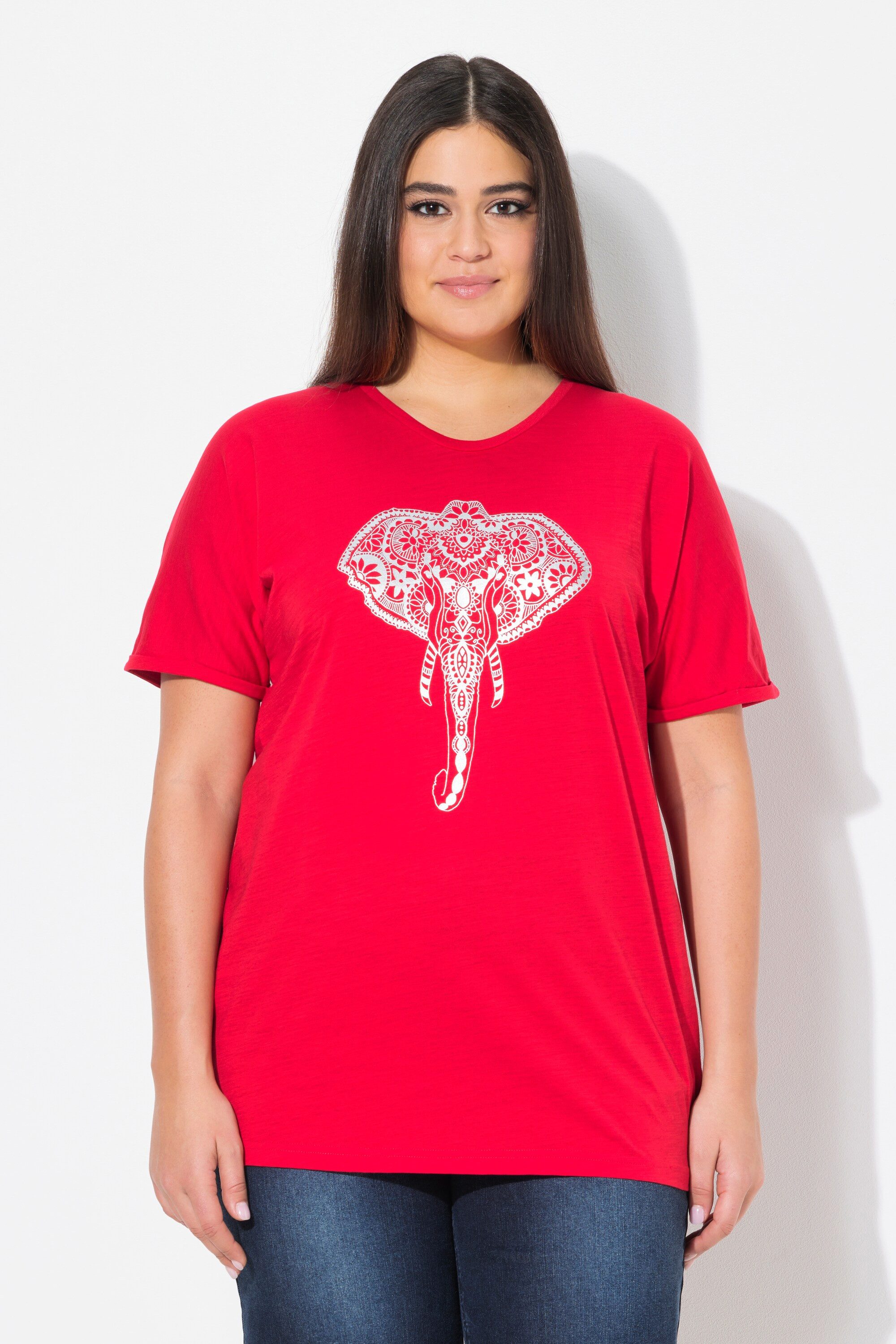 Ulla Popken T-Shirt T-Shirt Tiermotiv Oversized günstig online kaufen
