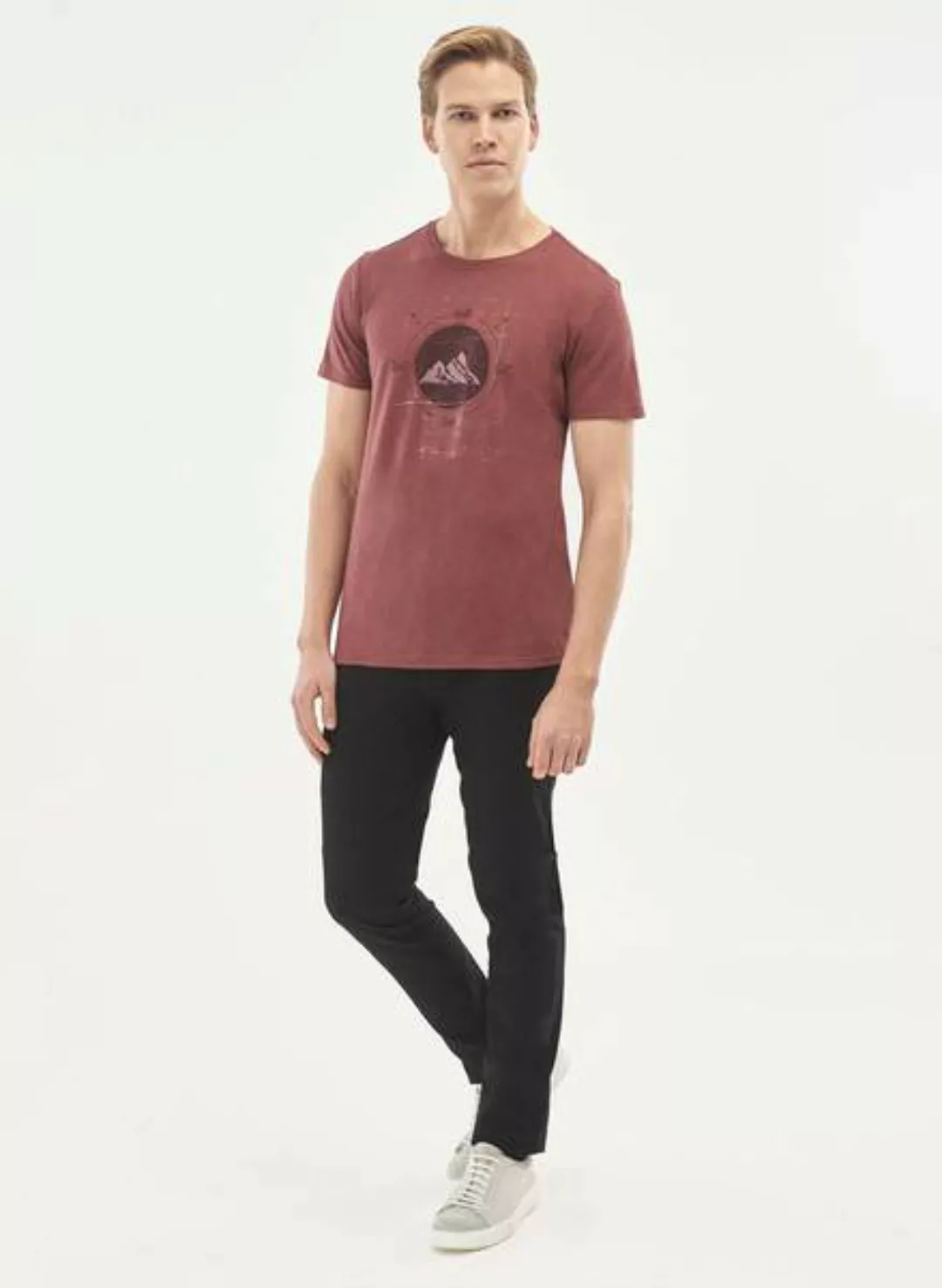 T-shirt Aus Bio-baumwolle Mit Berg-print günstig online kaufen