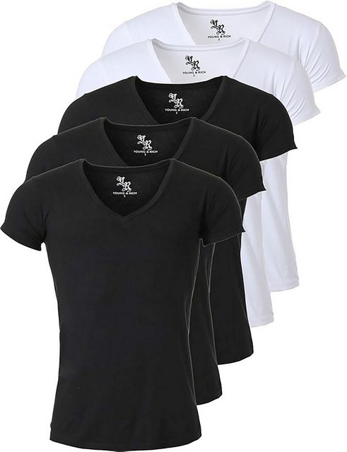 Young & Rich T-Shirt Herren Uni Basic 1315 extra tiefer Ausschnitt 5er Pack günstig online kaufen