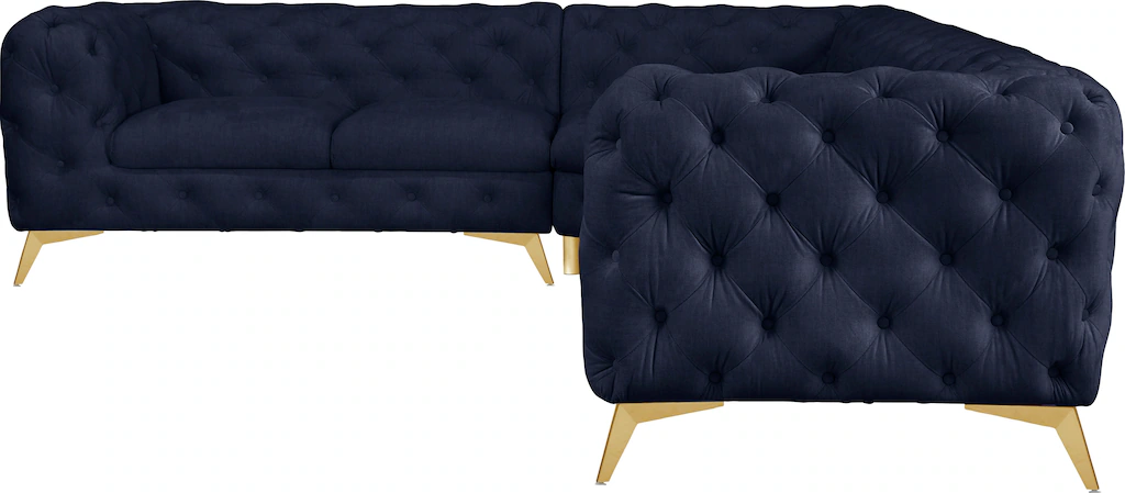Leonique Chesterfield-Sofa "Ecksofa GLYNIS L-Form mit Wellenunterfederung, günstig online kaufen