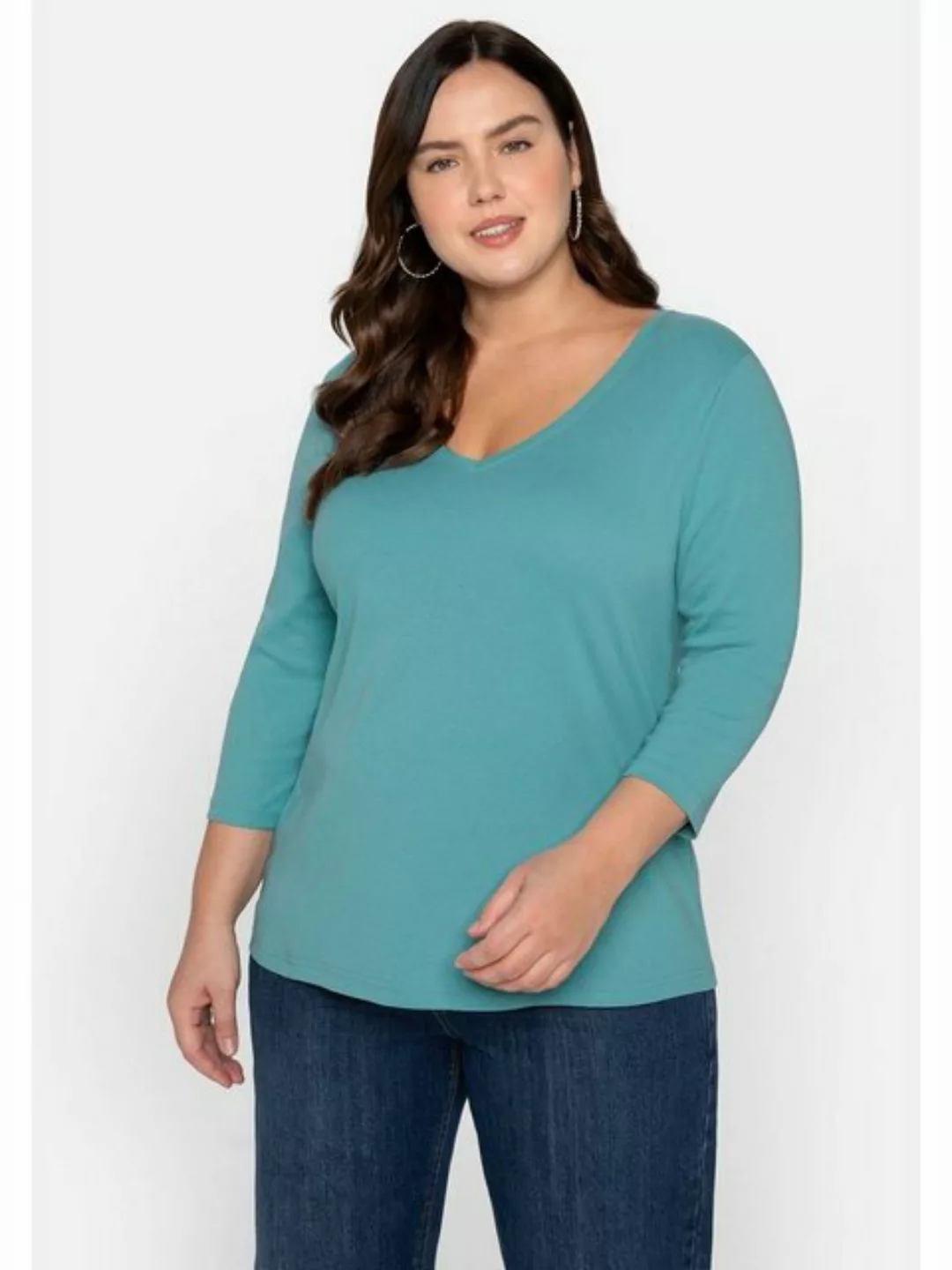 Sheego 3/4-Arm-Shirt Große Größen aus reiner Baumwolle günstig online kaufen