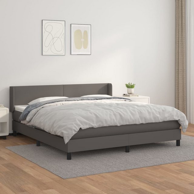 vidaXL Bettgestell Boxspringbett mit Matratze Grau 160x200 cm Kunstleder Be günstig online kaufen