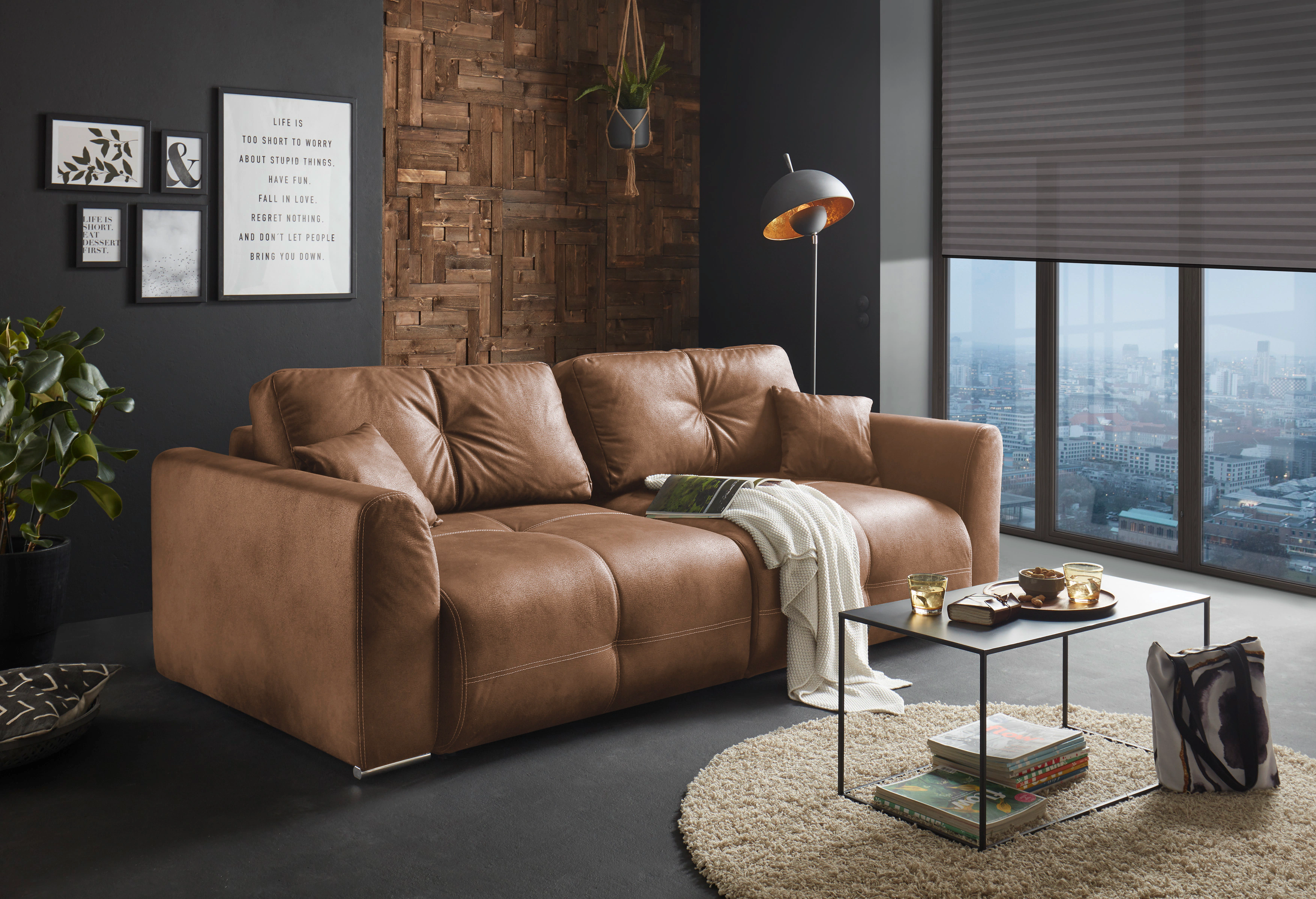 ED EXCITING DESIGN Schlafsofa "Dolan", mit Bettkasten & 2 Zierkissen günstig online kaufen