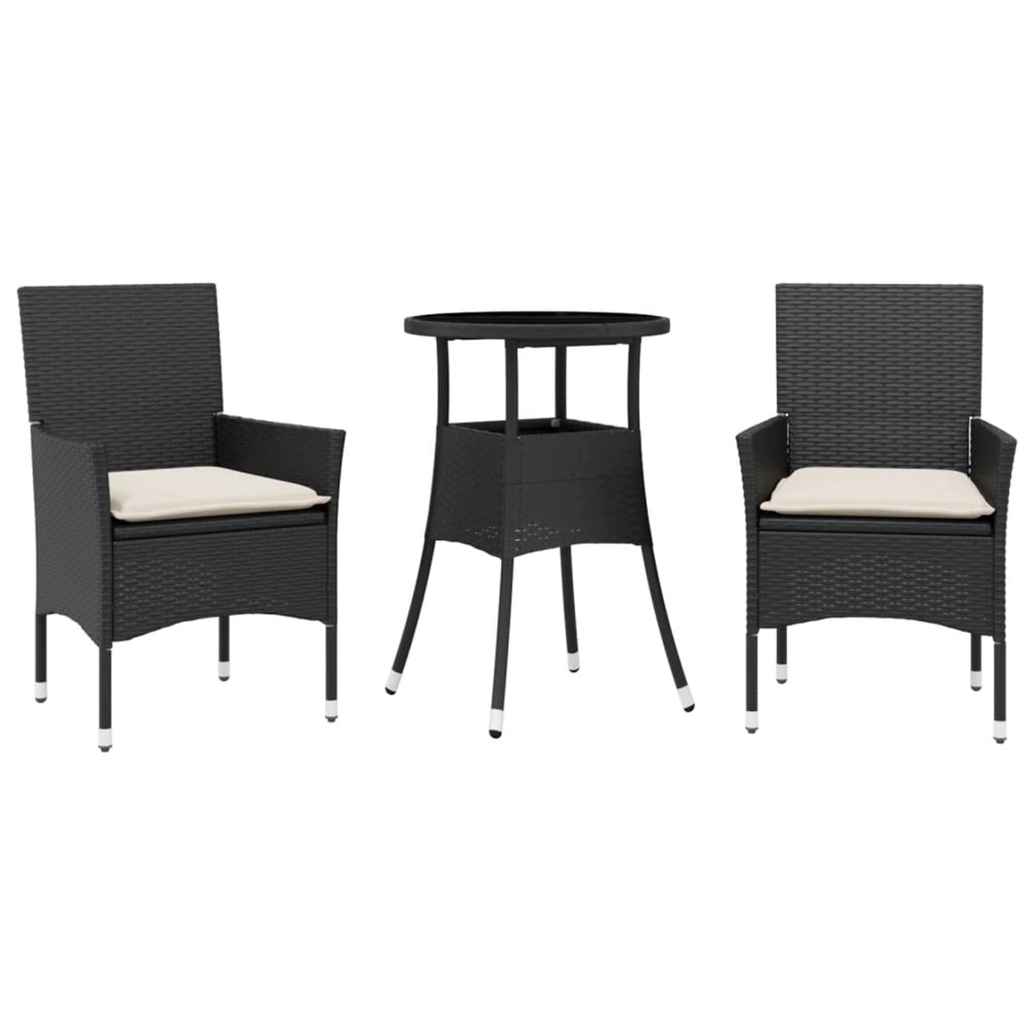vidaXL 3-Tlg Garten-Essgruppe mit Kissen Schwarz Poly Rattan Glas 3278615 günstig online kaufen