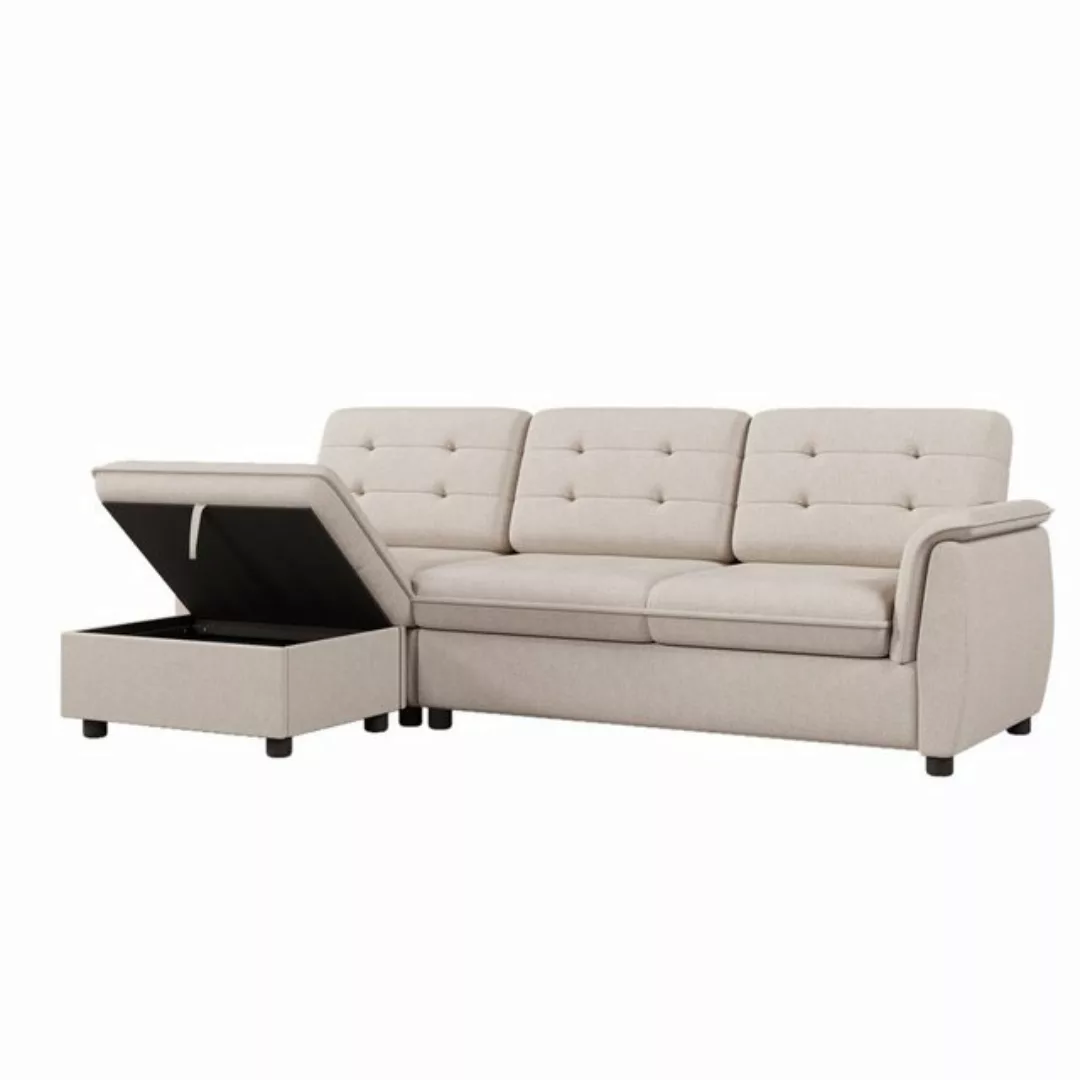 OKWISH Ecksofa 3-Sitzer mit Hocker, L-förmig Sofagarnitur, Loungesofa, mit günstig online kaufen