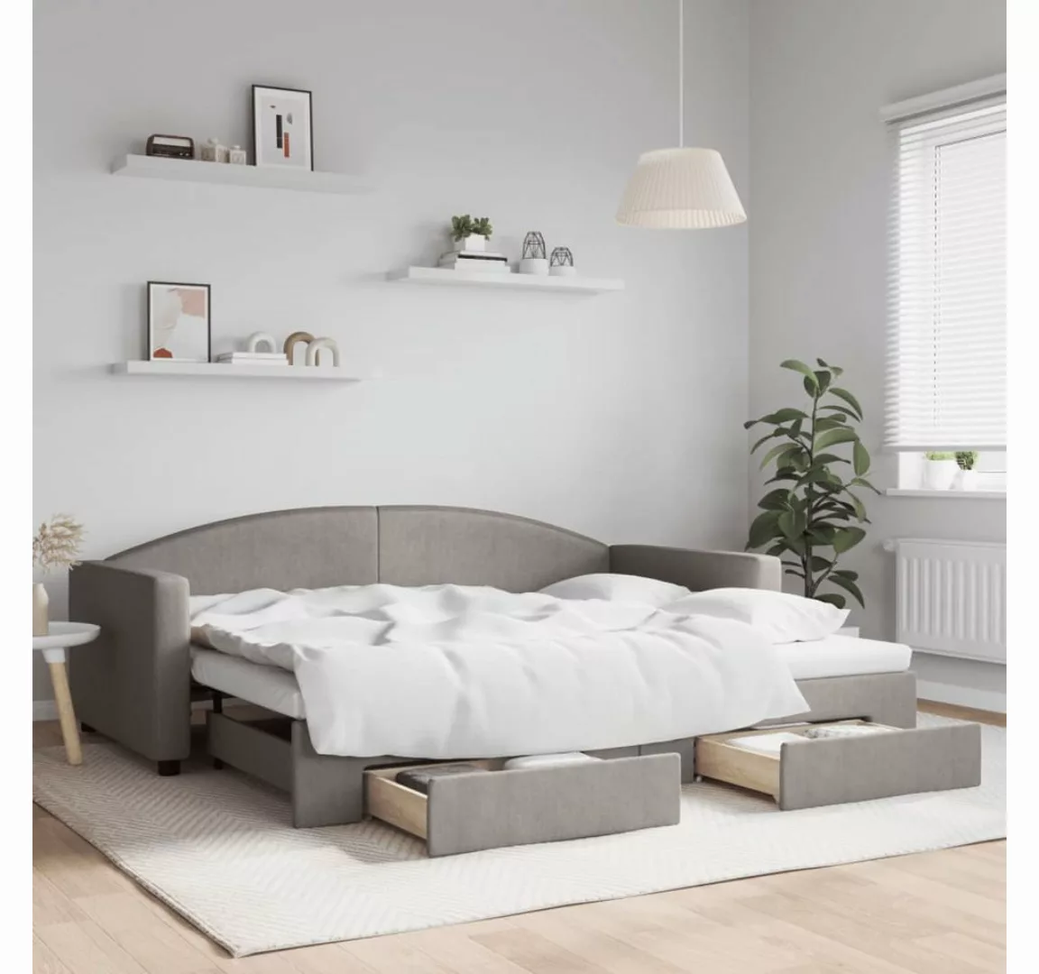 vidaXL Gästebett Gästebett Tagesbett Ausziehbar mit Schubladen Taupe 90x200 günstig online kaufen