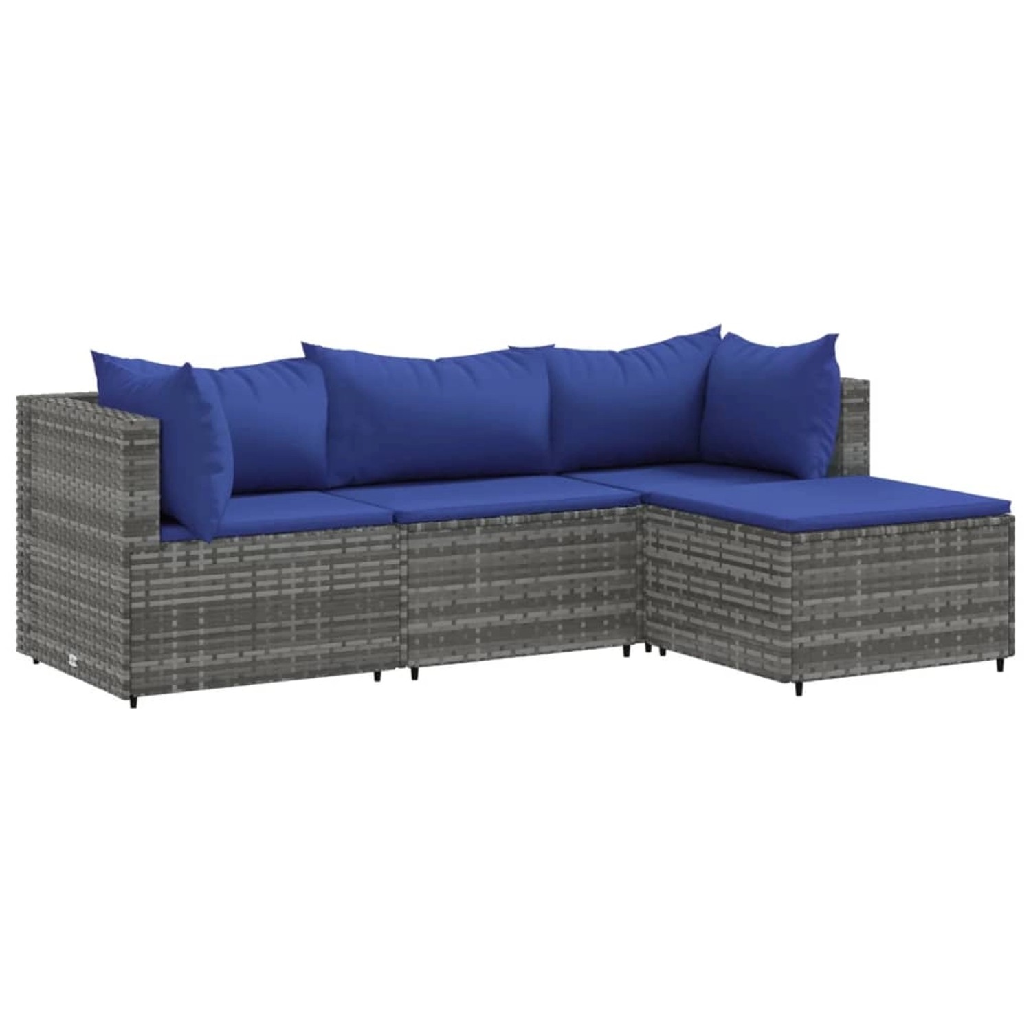 vidaXL 4-tlg Garten-Lounge-Set mit Kissen Grau Poly Rattan Modell 44 günstig online kaufen