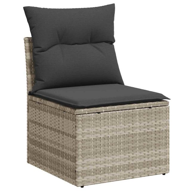 vidaXL Loungesofa Gartensessel ohne Armlehnen mit Kissen Hellgrau Poly Ratt günstig online kaufen