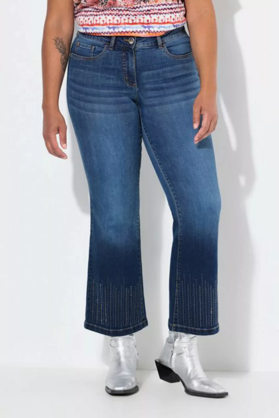 Angel of Style 5-Pocket-Jeans Jeans Flared Fit Glitzersteinchen-Saum 5-Pock günstig online kaufen