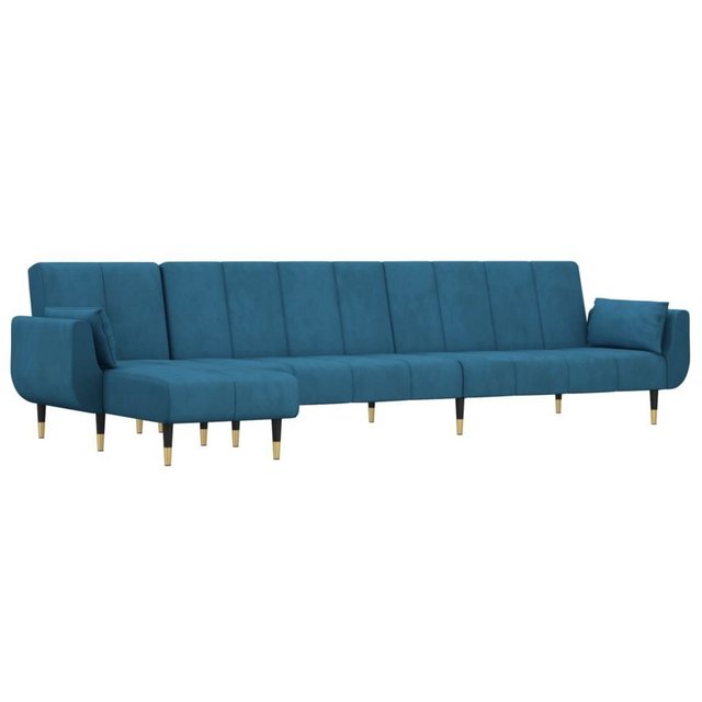vidaXL Sofa Schlafsofa in L-Form Blau 275x140x70 cm Samt günstig online kaufen