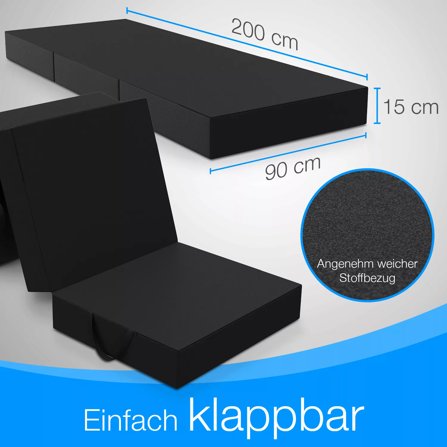 Bestschlaf Klappmatratze Gästematratze, 90x200x15 cm, schwarz günstig online kaufen