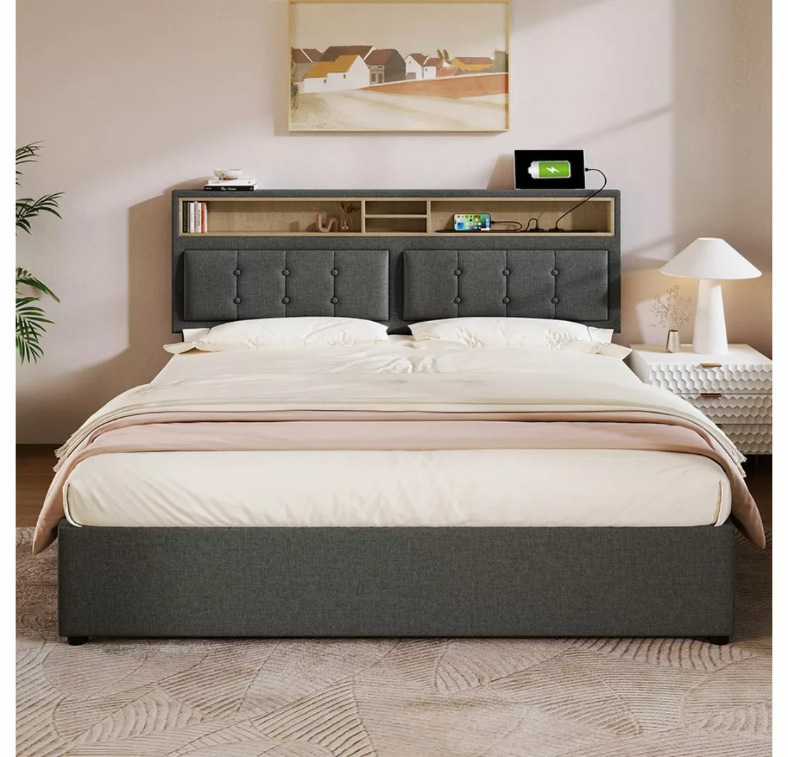 Fine Life Pro Bett Polsterbett mit 4-Schubladen-Doppelbett, USB-C Anschluss günstig online kaufen