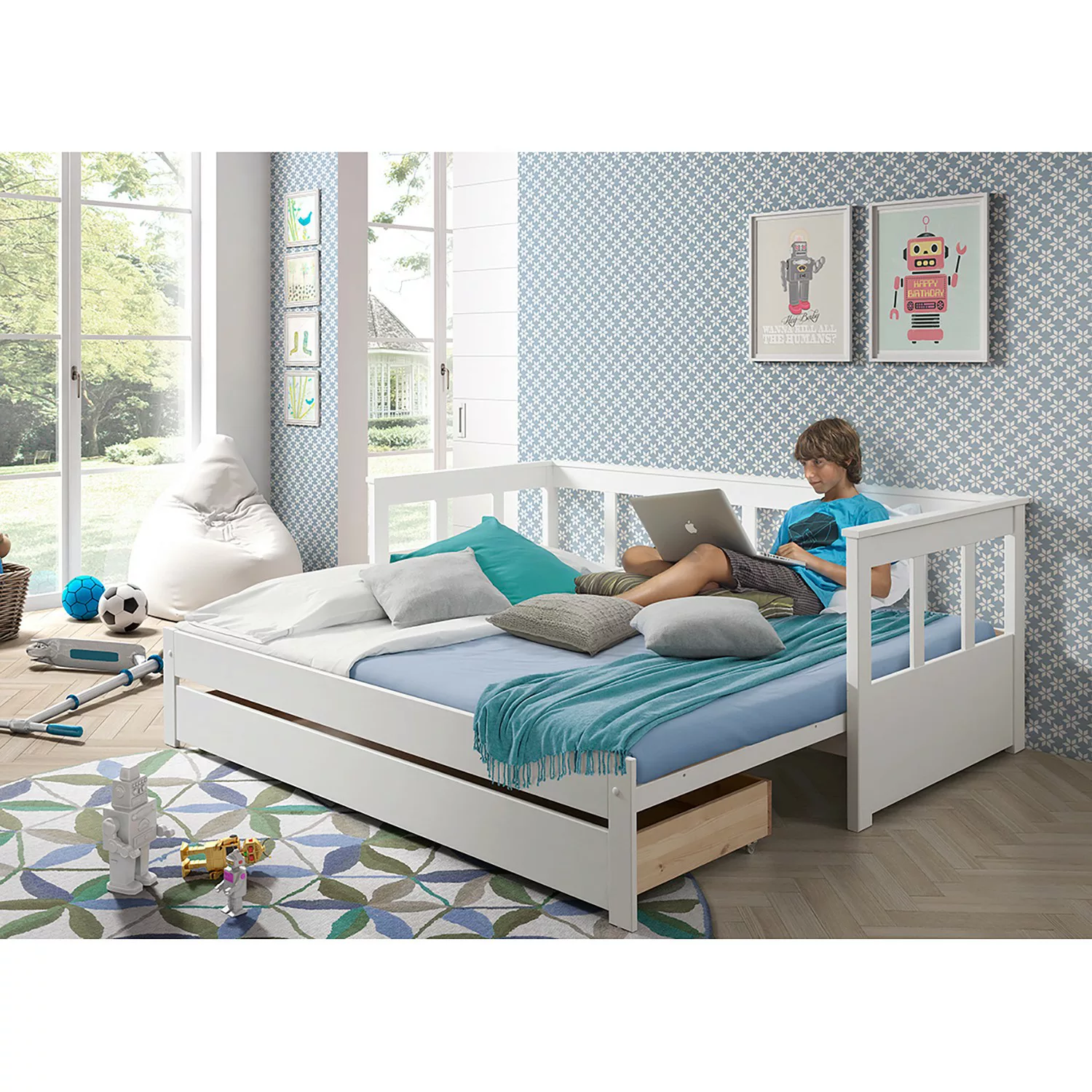 Vipack Bett "Vipack Pino", Kojenbett mit Sprossen, LF 90x200 cm zum auszieh günstig online kaufen