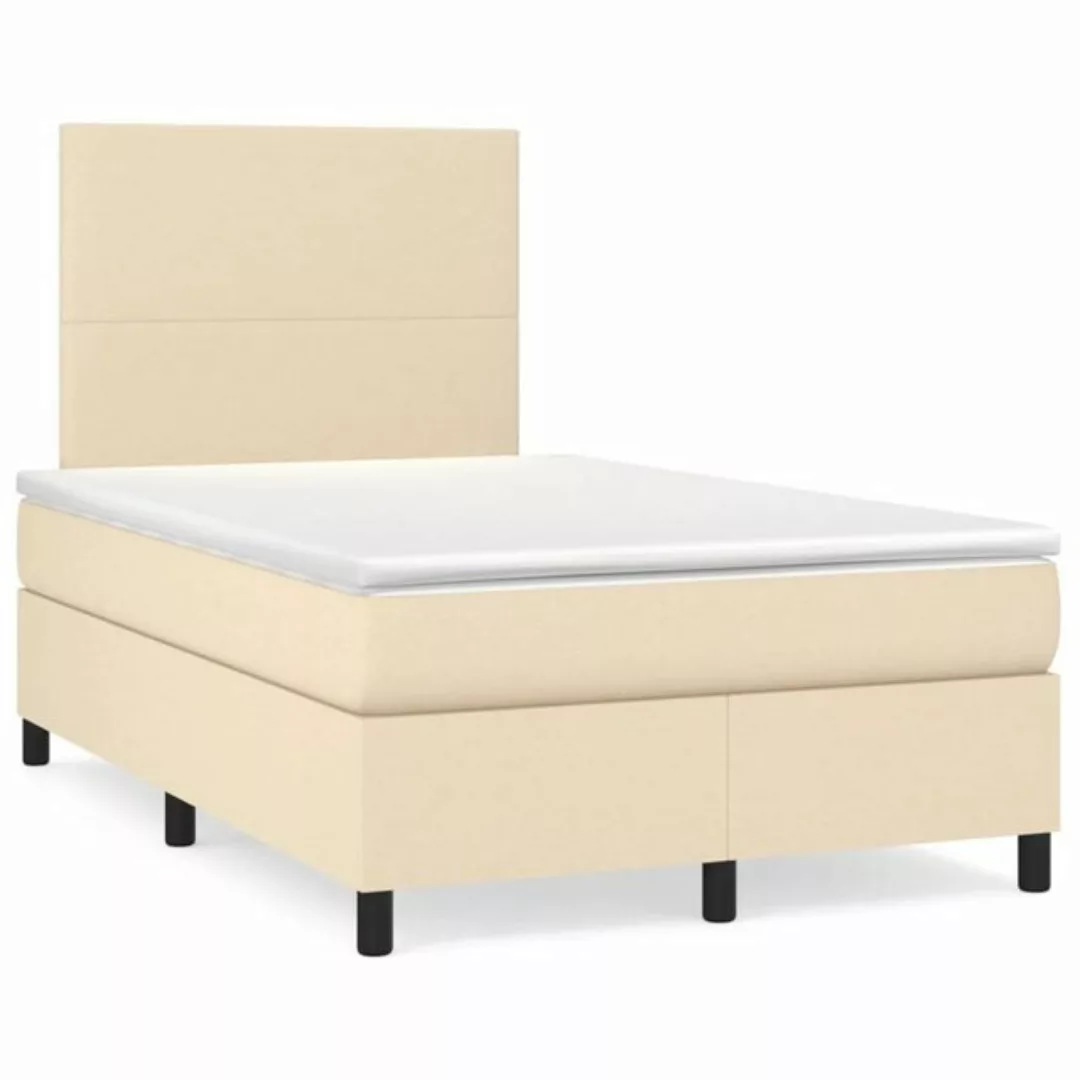 vidaXL Boxspringbett Boxspringbett mit Matratze Creme 120x200 cm Stoff Bett günstig online kaufen