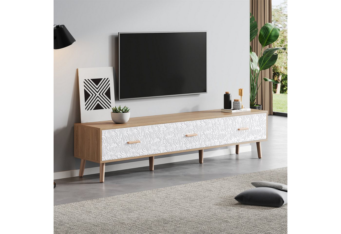 autolock TV-Schrank TV Low Panel Vintage, TV-Schrank Holz TV-Tisch, 150*35* günstig online kaufen