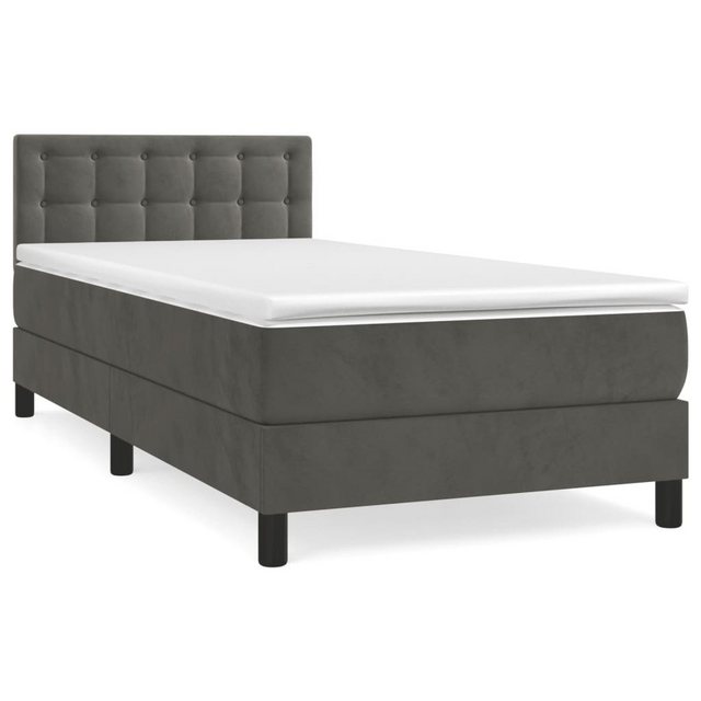 vidaXL Boxspringbett Boxspringbett mit Matratze Dunkelgrau 90x200 cm Samt B günstig online kaufen