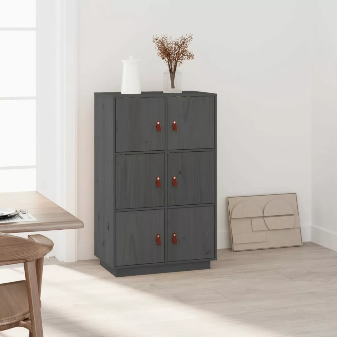 Vidaxl Highboard Grau 67x40x108,5 Cm Massivholz Kiefer günstig online kaufen