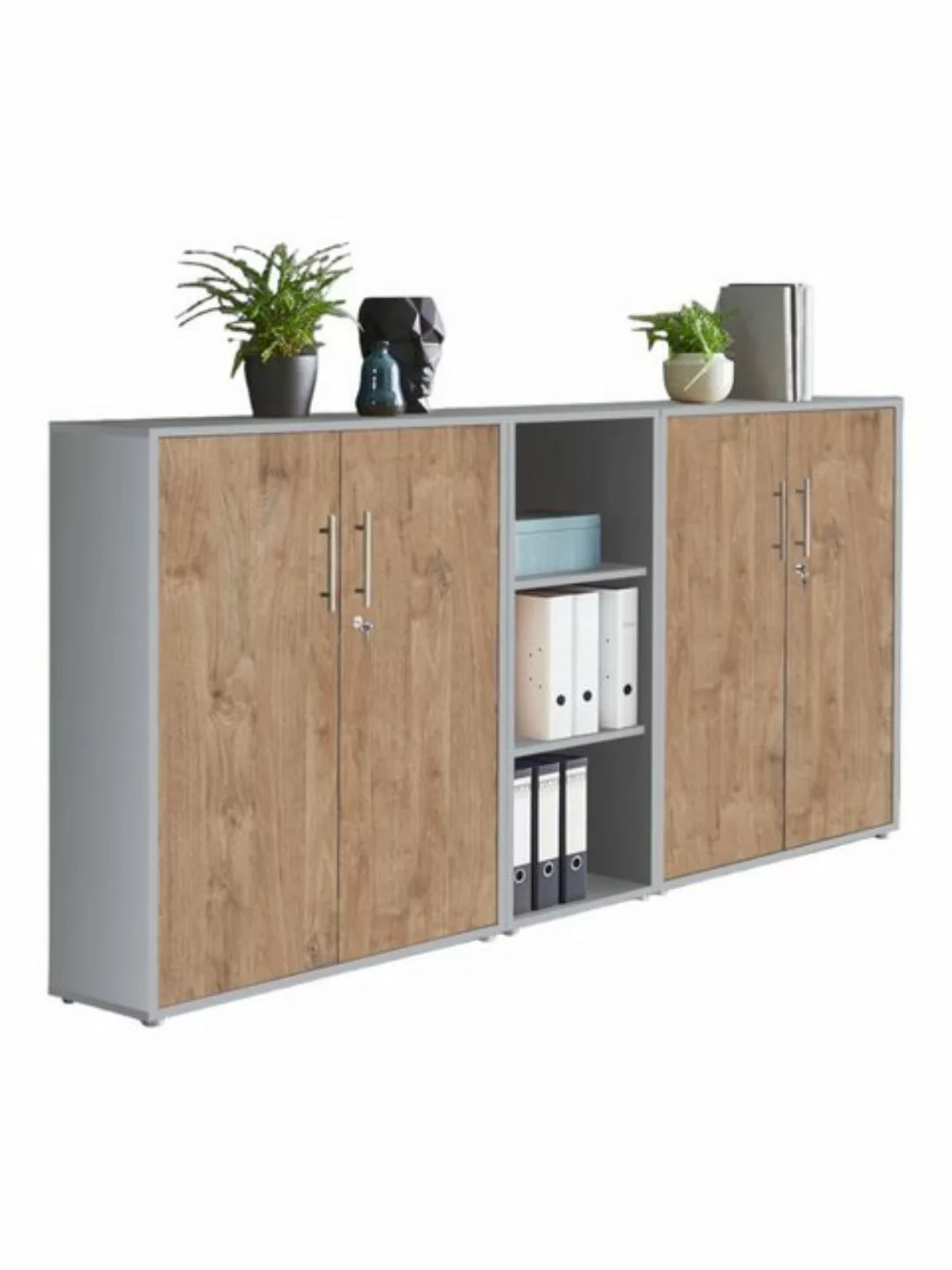 BMG Möbel Aktenschrank Office Edtion (Set 8 Lichtgrau/ Gold Harbor Oak, Bür günstig online kaufen