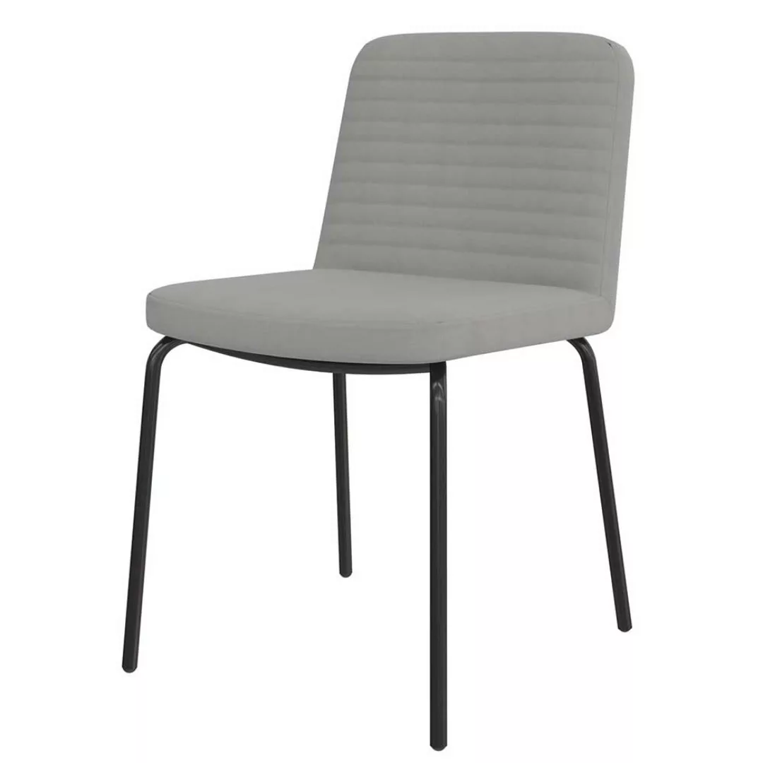 Stuhl Set Grau Stoff in modernem Design Gestell aus Metall (2er Set) günstig online kaufen